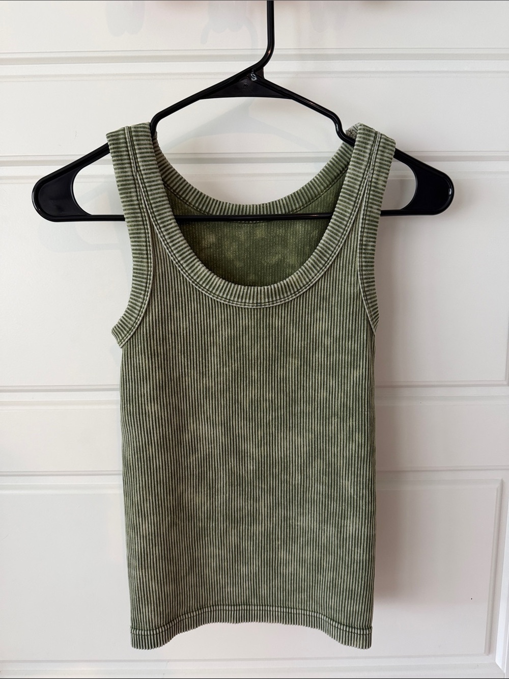 Sleeveless Ribbed Tank Top in Olive Green - Women